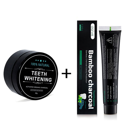Bambu Tandborste & Kolpulver Set – Naturlig Tandblekning & Munvård
