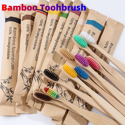 Bambu Tandborstar 10-pack – Miljövänliga & Naturliga (Mjuka Borst)