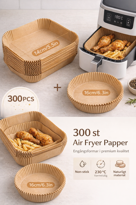 300 st Air Fryer engångspapper – Non-stick bakplåtspapper för enkel matlagning & rengöring