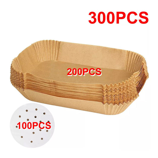 300 st Air Fryer engångspapper – Non-stick bakplåtspapper för enkel matlagning & rengöring